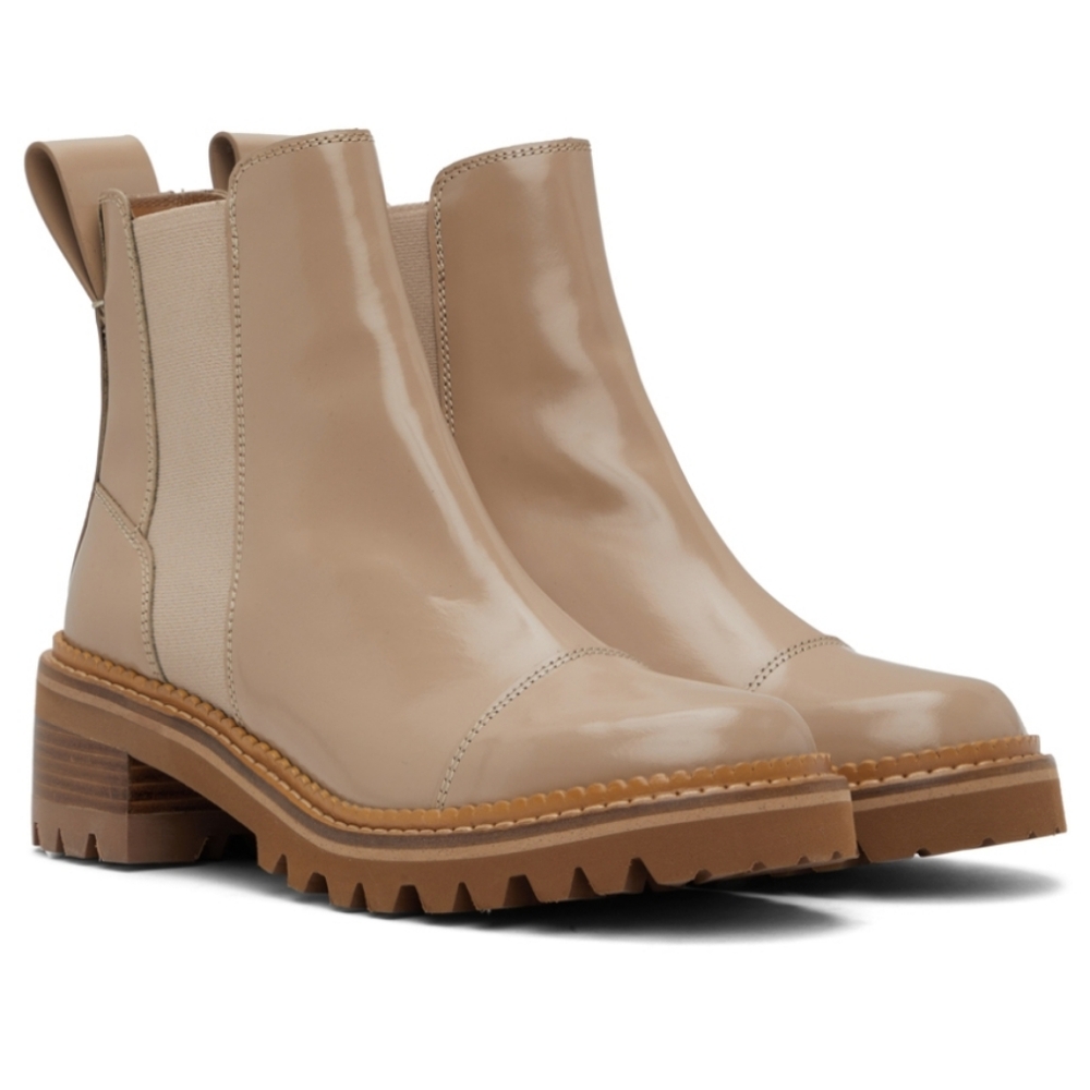 SEE BY CHLOE BEIGE MALLORY CHELSEA BOOTS